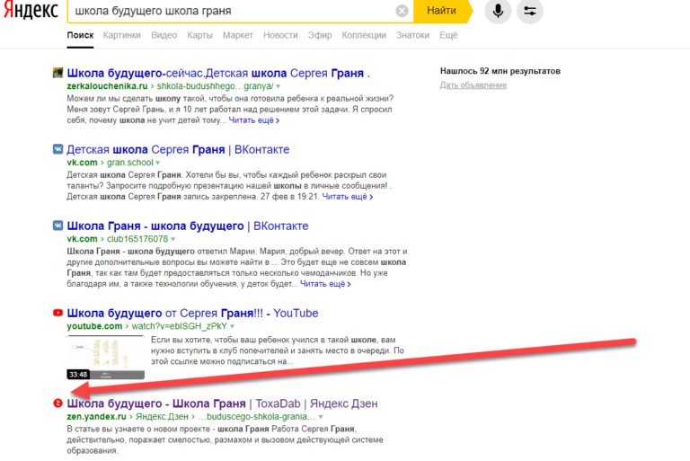 Поисковая выдача. Яндекс